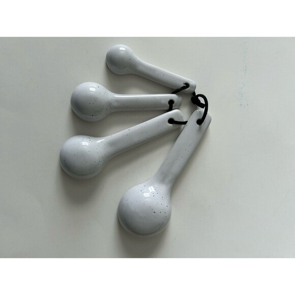 Ceramic Nesting Measuring Spoons Black & White Speckled 4 Kitchen Cooking - Picture 2 of 5